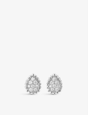 Serpent Bohème 18ct white-gold and diamond stud earrings