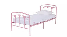 Hearts Single Metal Bed Frame - Pink