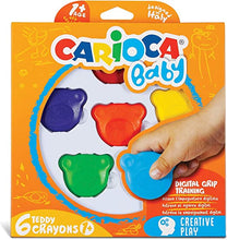 Carioca Teddy Baby Crayons 6 Colors, Age +1, Washable, Multicolor