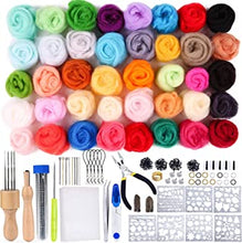 Needle Felting Starter Kit Including 40 Colours Wool Roving Set and Needle Felting Tool, Wool Painting Kit, Wool Felting Kit for Beginners Adults DIY Felting Craft Project