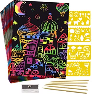 50 Sheets Black Magic Scratch Art Paper Boards for Kids Girls Boys, Art and Crafts for 5-12 Year Old Kids Girls Boys Painting Craft Kits Gift | Arts and Crafts Supplies for Kids