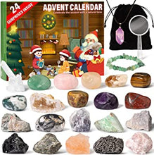 Crystals Advent Calendar 2022 for Kids with 24 Days Christmas, Natural Rock Stones & Minerals for Exploring, Learning, Collection, Scientific Xmas Gift for Girls & Boys & Geology Enthusiasts