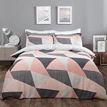 Dreamscene Textured Geometric Scandi Duvet Cover with Pillowcase Bedding Set for Girls Boys Women Adults, Blush Pink - Single Size