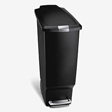 simplehuman CW1361 40L Slim Kitchen Pedal Bin with Lid Lock, Silent Soft Close Lid, Built In Wheels, Stay-Open Lid, Black Plastic, W 26.0cm x H 64.0cm x D 49.0cm