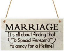 Red Ocean Marriage It's All About Finding That Special Person To Annoy For A Lifetime Funny Wooden Hanging Plaque Novelty Marriage Sign Anniversary Married Gift