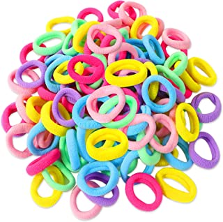 Hanyousheng 100 Pcs Girls Hair Bands, Baby Hair Bobbles, Colored Soft Small Toddler Hair Ties, Tiny Ponytail Holders Seamless girls hairbands for Baby Girls, Small Hair Bands for Toddlers