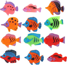 Molain Tropical Fish Toys, 12 Pieces Mini Tropical Fish Party Favors Plastic Fish Toys for Boys, Girls, Kids