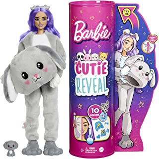 Barbie Cutie Reveal Doll with Puppy Plush Costume & 10 Surprises Including Mini Pet & Color Change, Gift for Kids 3 Years & Older