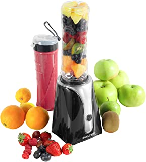 Salter EK2151BLK Go Healthy Blender To Go, Instant Healthy Smoothie & Juice Maker, One Touch On The Go Blender, Stainless Steel Cross Blade, Portable & Sealable 2 x 600ml BPA Free Bottles, 350W