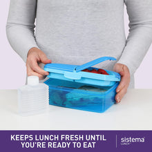 Sistema Lunch Slimline Quaddie Lunch Box with Water Bottle  1.5 L Air-Tight and Stackable Food Storage Container  Blue/Green