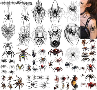 XINDY Halloween Face Tattoo, 20 Sheets Halloween Tattoo Spider Tattoos Temporary Halloween Make up Tattoo Spider Webs Tattoos Stickers for Adults Kids Halloween Carnival Cosplay Costume Makeup Party