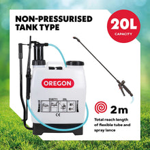 Oregon 518771 Backpack Pressure Garden Chemical / Weed Killer Sprayer with Lance and 2 Adjustable Spray Nozzles, 20 Litres, Knapsack Wearable Gardening Accessories