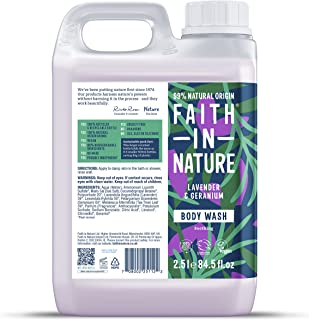 Faith In Nature Lavender & Geranium Body Wash, Nourishing, Vegan and Cruelty Free, No SLS or Parabens, 2.5L