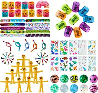 smokfon Party Bag Fillers for Kids Stocking Filler Toy Assortment With Rainbow Springs,Slap Bands,Bouncy Balls,Temporary Tattoos for Boys Girls Birthday Party Gift Classroom School Rewards Prizes