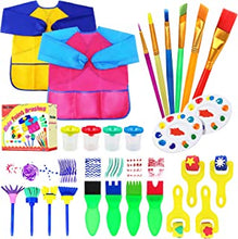 Hanmulee Kids Paint Brushes Sponge Kits, 26 Pcs Painting Brushes Drawing Tools Kits, Children Early DIY Learning Paint Sets For Kids Arts and Crafts for toddlers