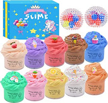 Butter Slime Kit,12 Pack Scented Butter Slime Kits,with 2 Stress Relief Balls, Unicorn, Ice Cream and Fruit Slime Making Kit,Super Soft and Non-Sticky,Educational Slime Toys for Girls Boys Kids