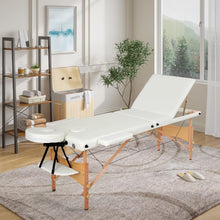 Meerveil Portable Massage Tables 3 Sections Folding Cosmetic Bed in Leather and Wood, with Removable Headrest, Adjustable Armrests, Carry Bag and Accessories
