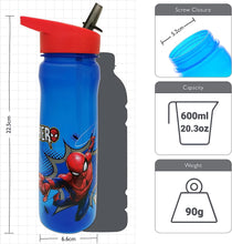 Marvel Avengers Water Bottle with Straw  Reusable Kids 600ml PP in Blue & Red  Official Merchandise by Polar Gear  BPA Free & Recyclable Plastic  for School Nursery Sports Picnic, Multi Coloured