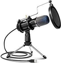 Computer Microphone, Condenser Gaming Microphone for PC Desktop USB Microphone with Tripod Stand & Pop Filter Mic Compatible with MacOS Windows, for PS4/5 Facebook Streaming Zoom Skype