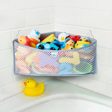 Munchkin High'n Dry Baby Bath Toy Storage Basket, Hanging Bath Tidy for Corner Bath Wall, Soft Baby Bath Caddy & Bath Organiser Rack, Shower & Bath Toy Holder, Bathroom Toy Net with Suction Cups