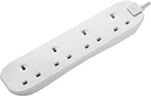 Masterplug BSG3-MP Four Socket Long Extension Lead, 3 Metres, 13 Amp, White