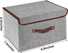 OWill Foldable Storage Boxes with Lids, Fabric Storage Cubes with Handles, for Home, Office, 25 X 19 X 16 cm(1pcs, grey)