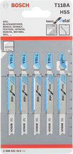 Bosch Professional 5x Jigsaw Blade T 118 A Basic for Metal (for Steel sheets, Accessories Jigsaw)