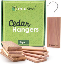 ecoKiwi Moth Repellent for Wardrobes Cedar Hangers - 12 Pack - Natural & Sustainable Moth Killer for Wardrobe - Anti Moth Products Wardrobe - Hanging Moth Repellent for Clothes with Sandpaper