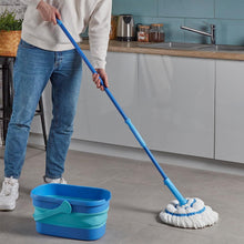 Spontex Twist Mop Ultra Compact Kit (Microfibre Mop & Foldable Bucket),White; Blue,10 Litre