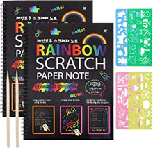 ruggito Rainbow Scratch Art for Kids,2 Rainbow Paper Books with 2 Pens 4 Painting Pattern Kids Arts and Crafts for Ages 4-12 Boys Girls Birthday Christmas Party Gift