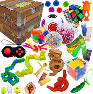 Sensory Fidget Toys Pack - 25pcs - Stress Relief and Anti Anxiety Toys for Kids - Cool Fidget Packs with Stress Balls, Fidget Cube, & More for Party Favors, Prizes, Travel, & Pinata Stuffers