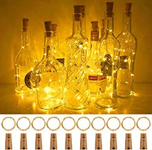 Bottle Lights with Cork 10 Pack, Fulighture Copper Wire with 20 Small LEDs 2M String Lights, Battery Operated Wine Bottle Fairy Lights, for DIY Christmas Party Bedroom Wine Glass, Warm White