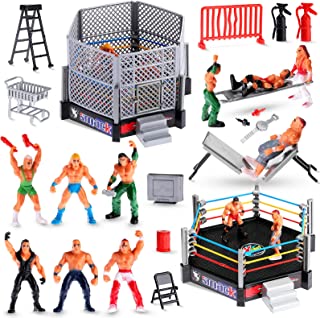 32 Pieces Wrestling Toys Wrestler Warriors Toys with 12 Mini Wrestlers Action Figures Wrestling Figures Toys, 20 Realistic Accessories Realistic Action Figures Playset Gifts favors for Boys and Girls