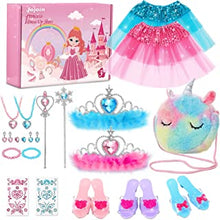 Jojoin Princess Dress Up Shoes, Pretend Princess Toys with 3 Pairs Play Shoes, 1 Unicorn Purse & 2 Skirts Jewelry Accessories Sets Role Play Gift for Girls, Birthday Christmas Toys for Age 3 4 5 6