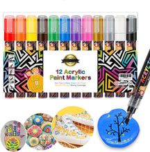 Kids B Crafty Acrylic Paint Pens for Rock Painting, Glass, Craft, Ceramic, Stone, Fabric, Wood,12 Colours Permanent Marker Pen, Arts and Craft Sets for Adults Kids, Acrylic Paint Markers, Fabric Pens