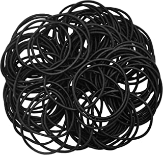 Jinlaili Hair Bobbles, 100PCS Black Hair Bands, Elastic Hair Bands, Thin Hair Bands, 2mm, No Metal, Black Hair Elastic Bands, Hair Ties Ponytail Holders, Hair Accessories for Girls Women (Black)