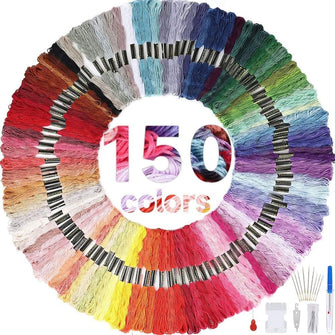 HAUSPROFI Embroidery Thread, 150 Colors Soft Polyester Threads, Perfect for Friendship Ribbons, 8m 6-Thread, for Embroidery Cross Stitch Sewing Thread Bracelet Thread Knotting and Crafting Twist