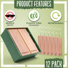 ecoKiwi Moth Repellent for Wardrobes Cedar Hangers - 12 Pack - Natural & Sustainable Moth Killer for Wardrobe - Anti Moth Products Wardrobe - Hanging Moth Repellent for Clothes with Sandpaper