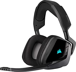 Corsair VOID ELITE RGB Wireless Gaming Headset (7.1 Surround Sound, Low Latency 2.4 GHz Wireless, 40ft Wireless Range, Customisable RGB Lighting, Durable Aluminium with PC, PS4 Compatibility) - Black