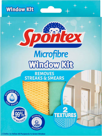 Spontex - 1 box of 2 microfiber glass surfaces (2 wipes in total)