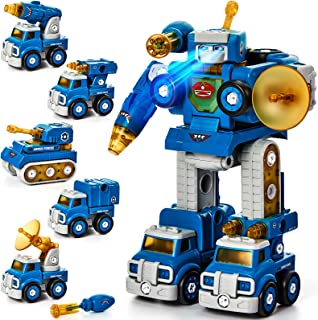 Toys for 4 Year Old Boy Thickened Drop-Resistant 5 in 1 Vehicles -STEM Educational Transform into Robot Christmas Birthday Gifts for Kids Girls Boys Toys Age 5 6 7 8 - Toys for 4 5 6 Year Old Boys