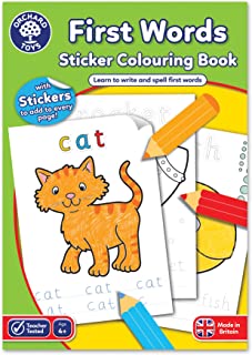 Orchard Toys First Words Sticker Colouring Book, Helps Practice First Words and Phonics, Educational Activity Book, For Kids Age 4-7