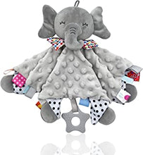 Baby Comforters Blanket Baby Comforters Newborn Soft Touch Tag Blankets Elephant Soft Comforter Baby sleeping toy with Taggies Teether soft elephant security blanket (Grey)