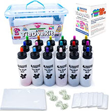 Bakshin Crafts Tie Dye Kit, Tie Dye Kit Kids with 18 Vibrant Colored Dye, Gloves, Surface Cover, Carrying Box & Instruction Guide - All in One Tye Dye Kits for Kids - 122 Pcs