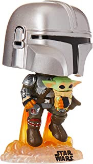 Funko POP Vinyls Star Wars : The Mandalorian Mando Flying With Jet Display Stand Holding Baby Yoda In His Arms Pack Collectible Toy - Funko POP! 50959