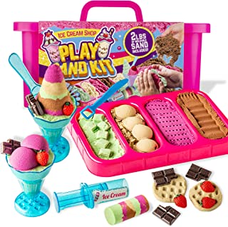 GirlZone Ice Cream Shop Play Sand for Kids, DIY Kids Play Sand and Sensory Toys, Complete Ice Cream Toys for Kids and Play Sand in All The Colours You Need, Fun Toy Ice Cream Set and Great Gift Idea