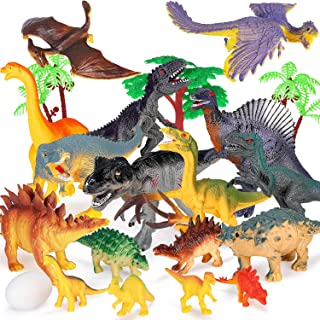 WOSTOO Dinosaur Toys for Boys, 23 PCS Dinosaur Figures Playset including T-Rex, Triceratops, Velociraptor, Dinosaur Set for Kids Toddlers 3 4 5 6 7 8 Years old