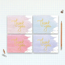 DS Gold Foiled Thank You Cards Multipack - Fully Recyclable and Eco-friendly Watercolors Greeting Cards with Stickers Envelopes for Christmas Birthdays Baby Showers Teachers Wedding (Pack of 24)