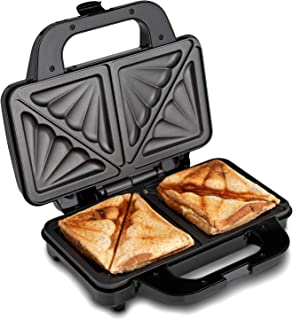 Global Gourmet by Sensiohome Sandwich Toaster/Toastie Maker – Deep Fill Non-Stick Hot Plates – 4 Slice Electric Grill Press Perfect for Toasted Cheese Snacks – 900W - Silver/Black