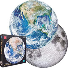 1000 pieces of puzzles for adults and children-round double-sided earth and moon 3D visual puzzles, stress relief puzzle games and unique gifts